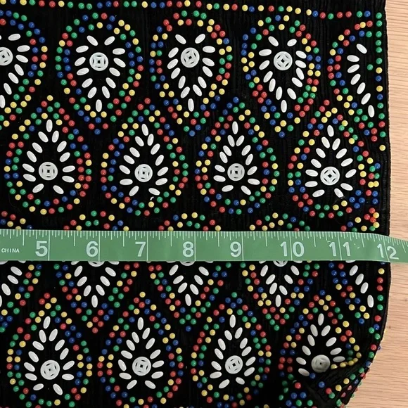 Vintage Beaded Tote Bag Purse Retro 60s 70s Rainbow Plastic Beads Black Funky - Picture 6 of 7